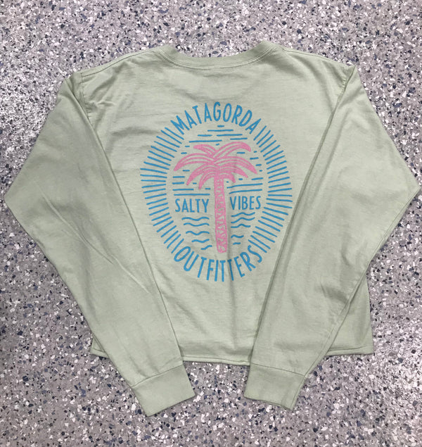 Mint Green Cropped Salty Vibes Long Sleeve