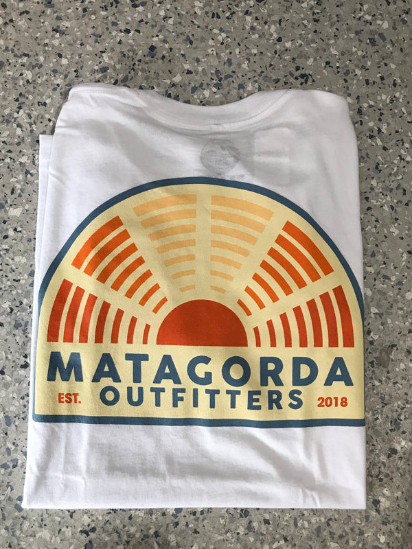 Matagorda Sunrise- White Cotton T shirt