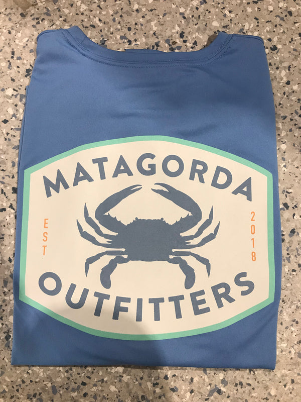 Est. 2018 Matagorda Outfitters Crab- Blue Long Sleeve Performance