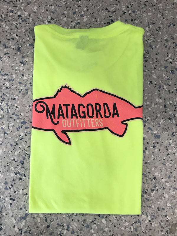 Neon Yellow/Pink Fish- Cotton/Polyester T Shirt