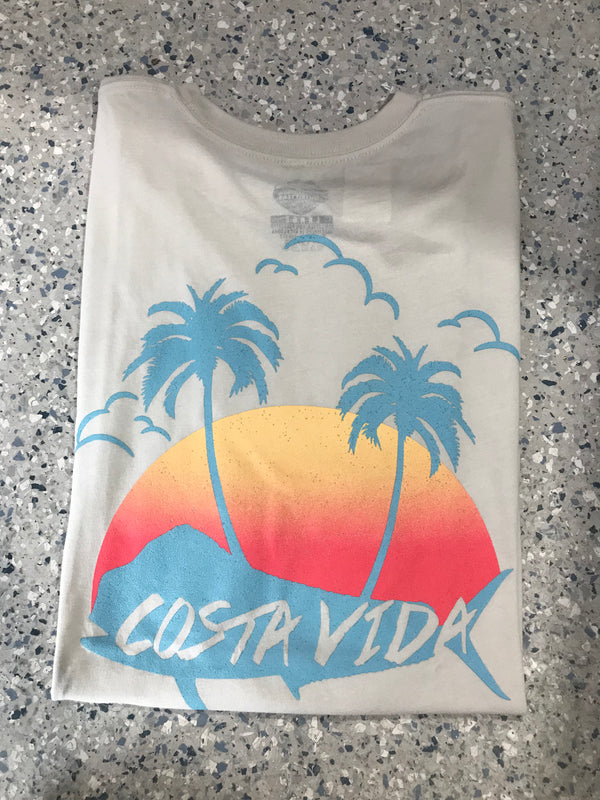 Costa Vida- Beige Cotton T Shirt