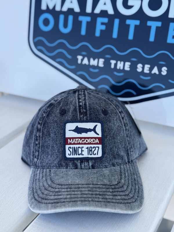 Blue Jean Dad Hat with Swordfish patch