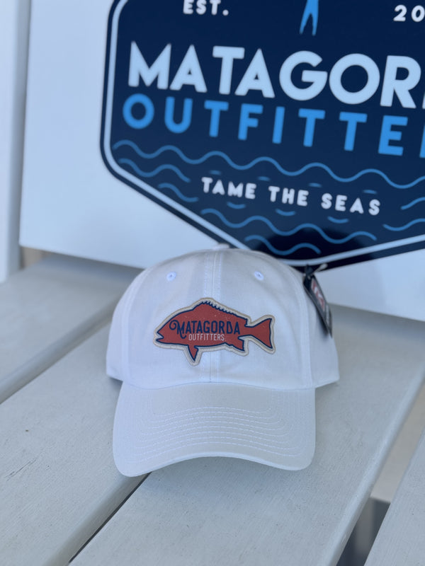 White Dad Hat with Redfish Patch