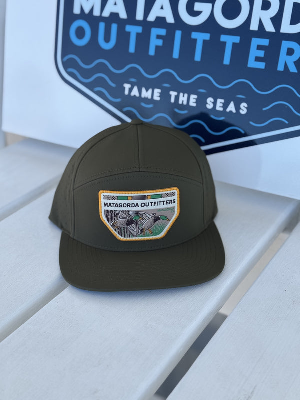 Army Green Flat Bill Hat with Mallard Patch