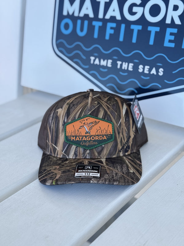 Marsh Camo Hat with Orange Duck Patch