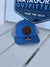 Blue Hat with Brown Leather Patch