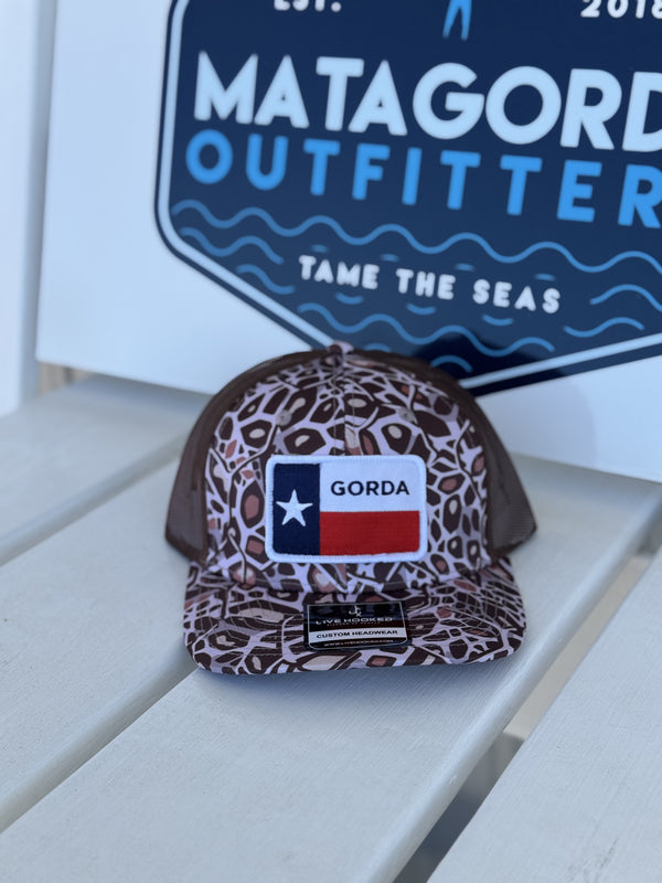 Brown Snake Pattern Hat with Gorda Flag Patch